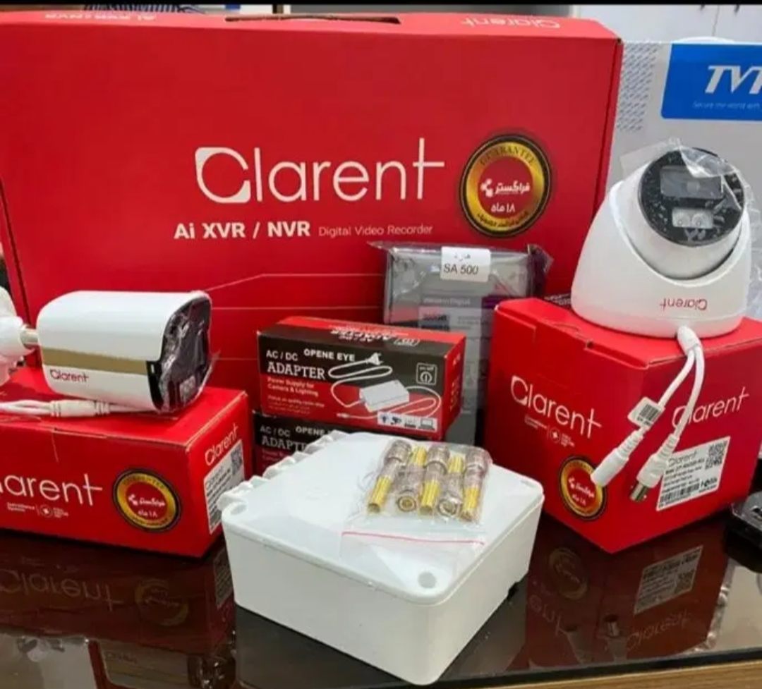 پک 2دوربین شامل (دستگاه 4کانال کلارنت+هارد500گیگ+2عدد دوربین کلارنت+2 عدد آداپتور+4عدد فیش)
