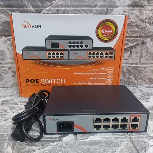 سوییچ شبکه 8 پورت POE مکسرون مدل MSW-2008FPB-2FL-120I